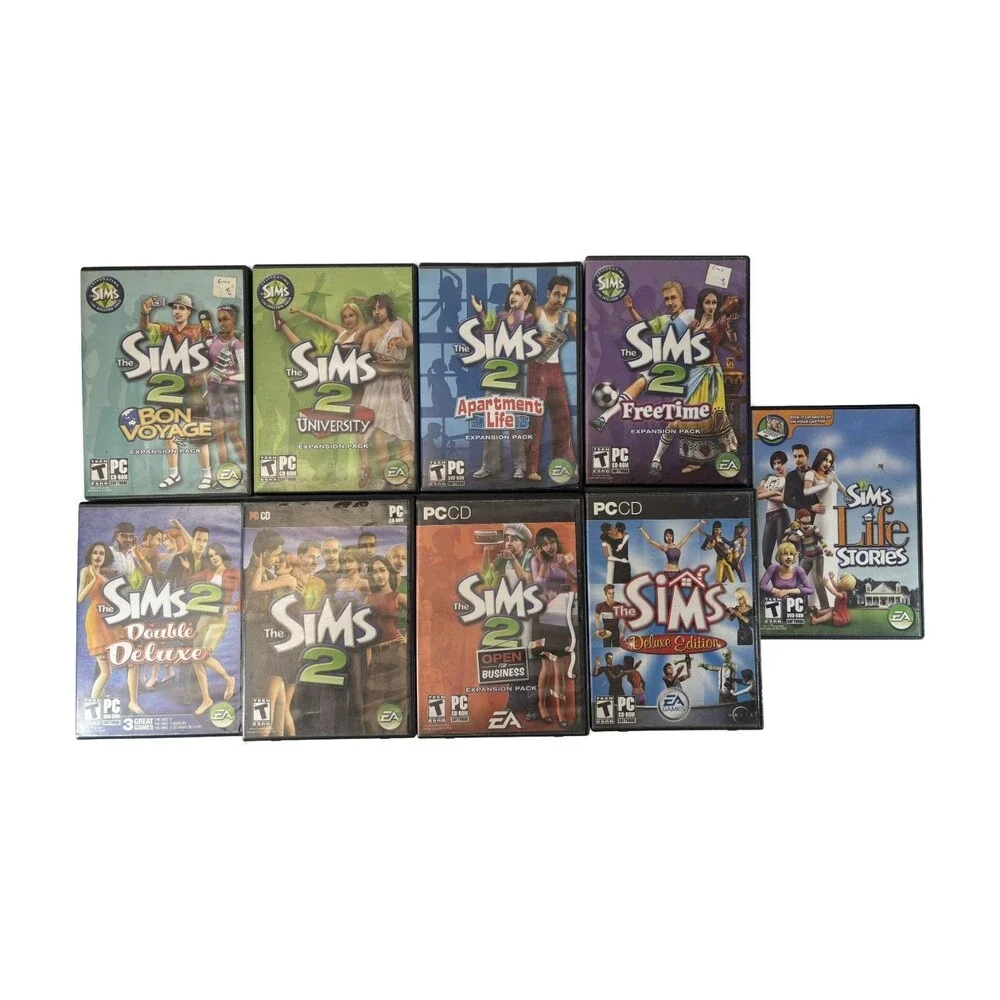 Sims 1 & 2 PC Lot 9 Games Deluxe Double Deluxe